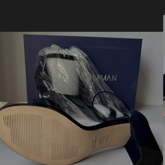 Stuart Weitzman Nearlynude Ankle Strap Sandal Heel Nice Aqua Blue Suede - Picture 11 of 12